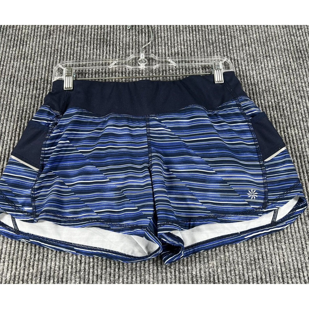 Athleta Womens Shorts Small Blue Striped Activewear Lined Lightweight